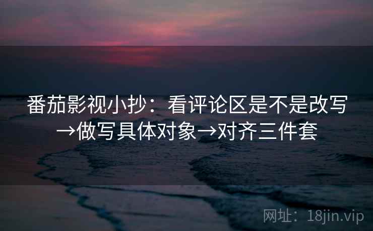番茄影视小抄：看评论区是不是改写→做写具体对象→对齐三件套