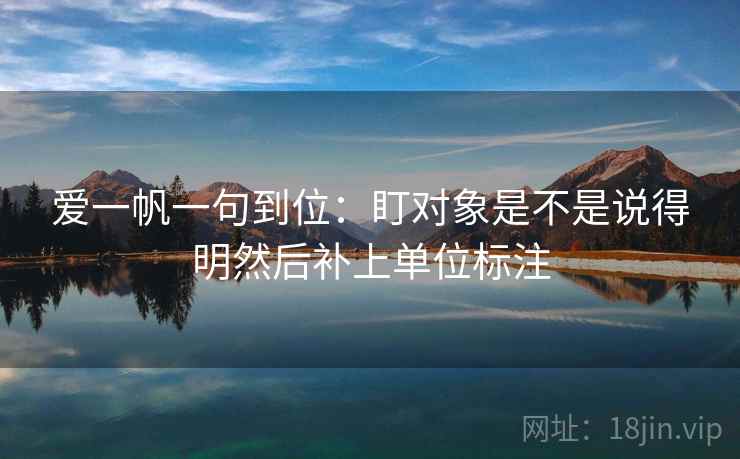 爱一帆一句到位:盯对象是不是说得明然后补上单位标注
